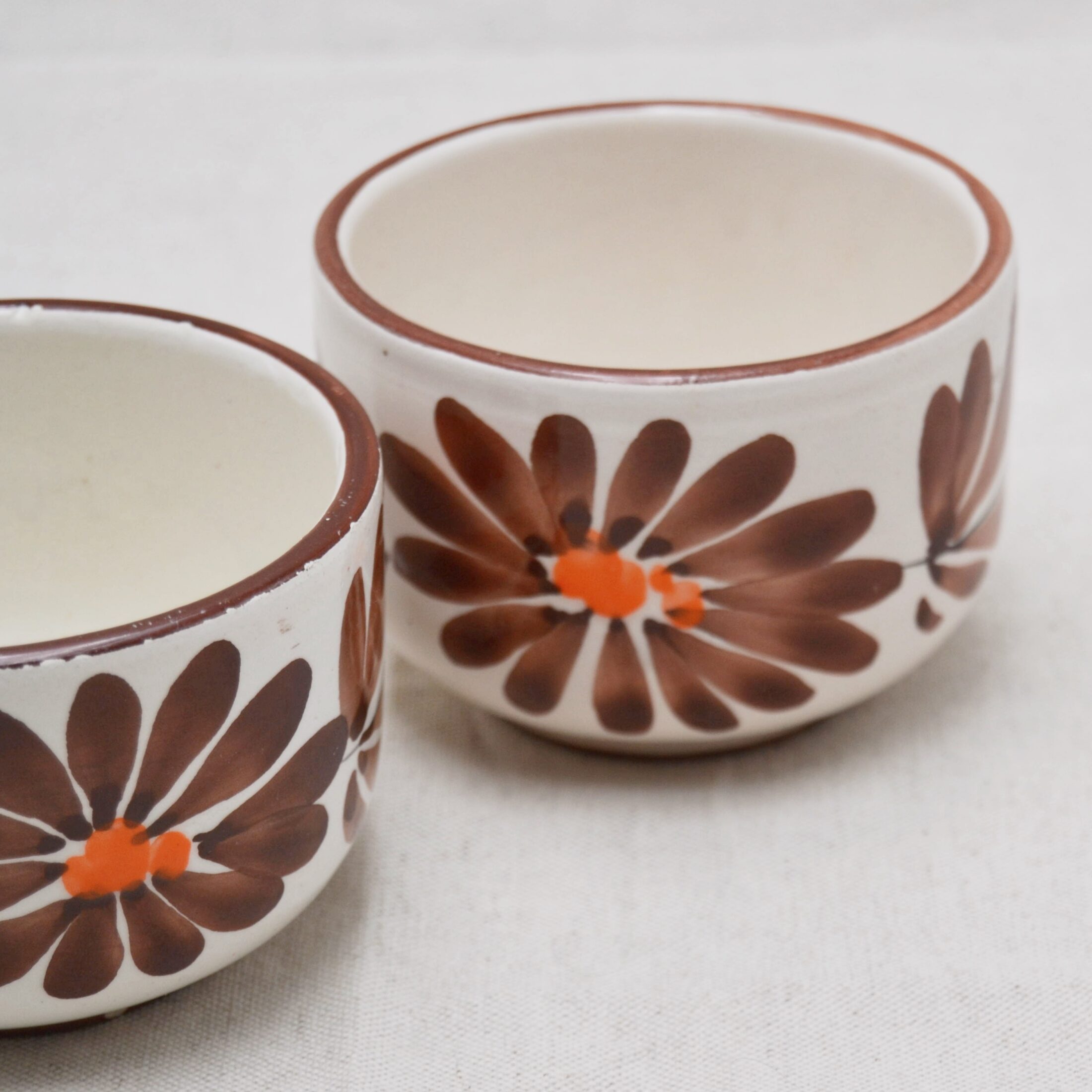 Les petits pots fleurs marrons